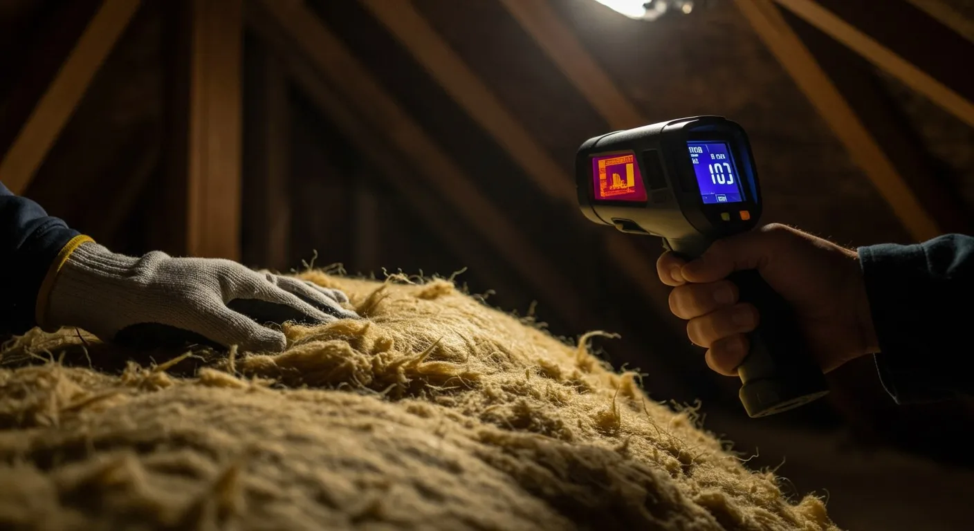A technician inspecting insulation with a thermal camera.