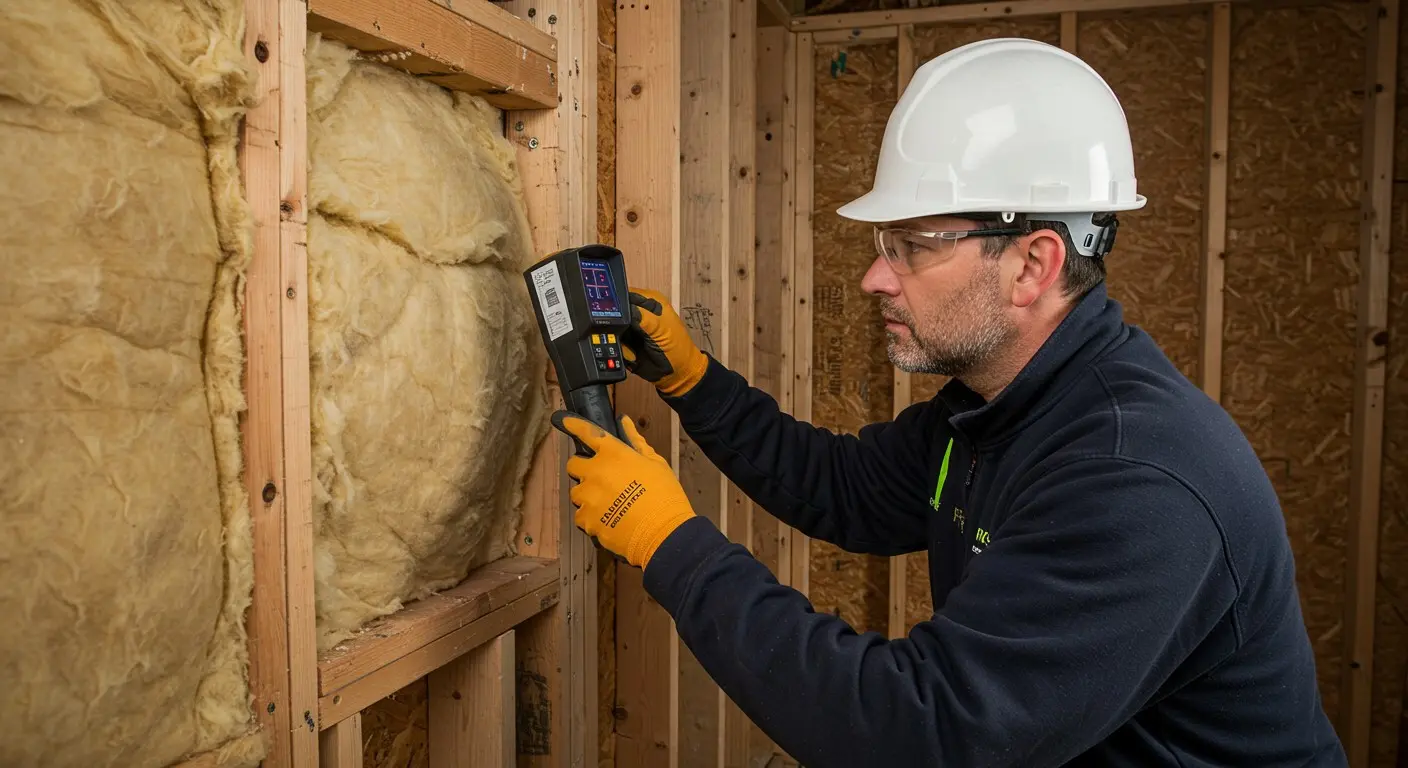 A person checking wall insulation.