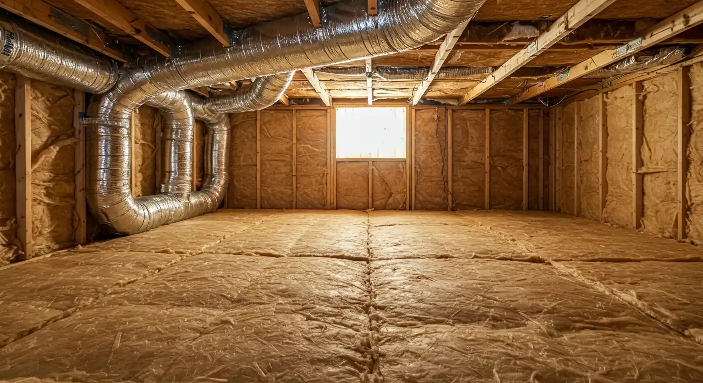 Newly insulated basement or crawlspace.
