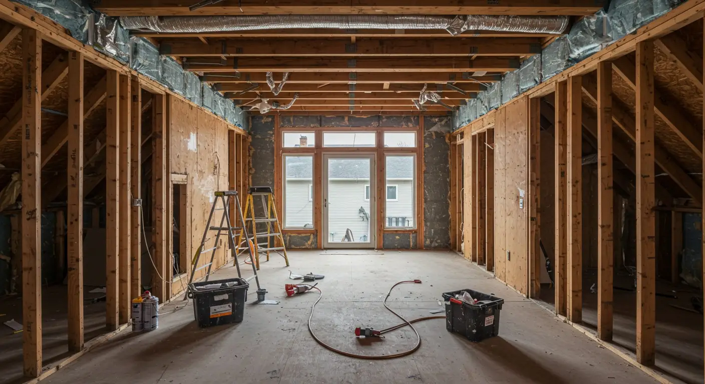 Interior of a home under construction.