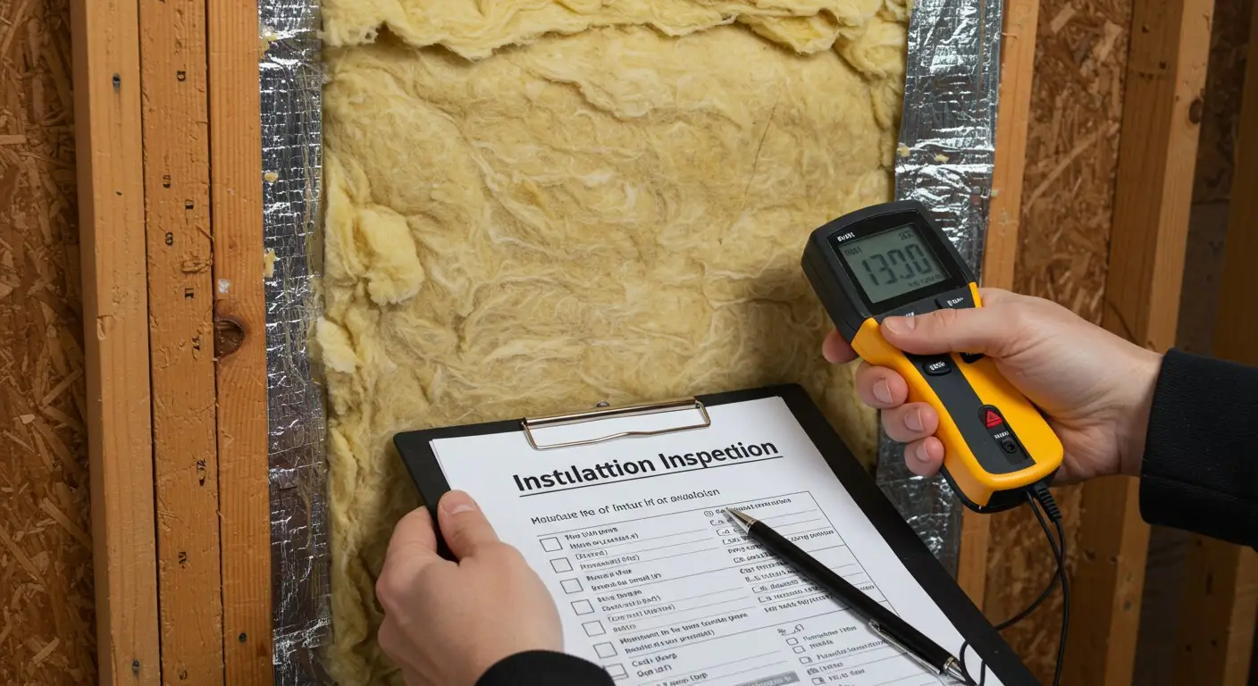 Checking insulation with moisture inspection tool.