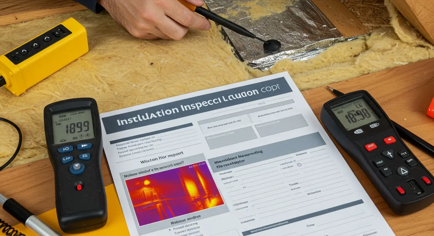 Checking insulation report with inspection tools.