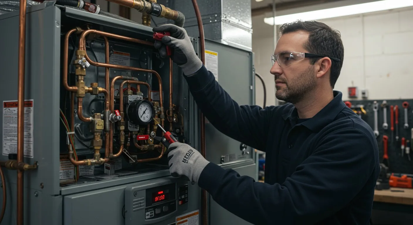 A man tuning an furnace system.