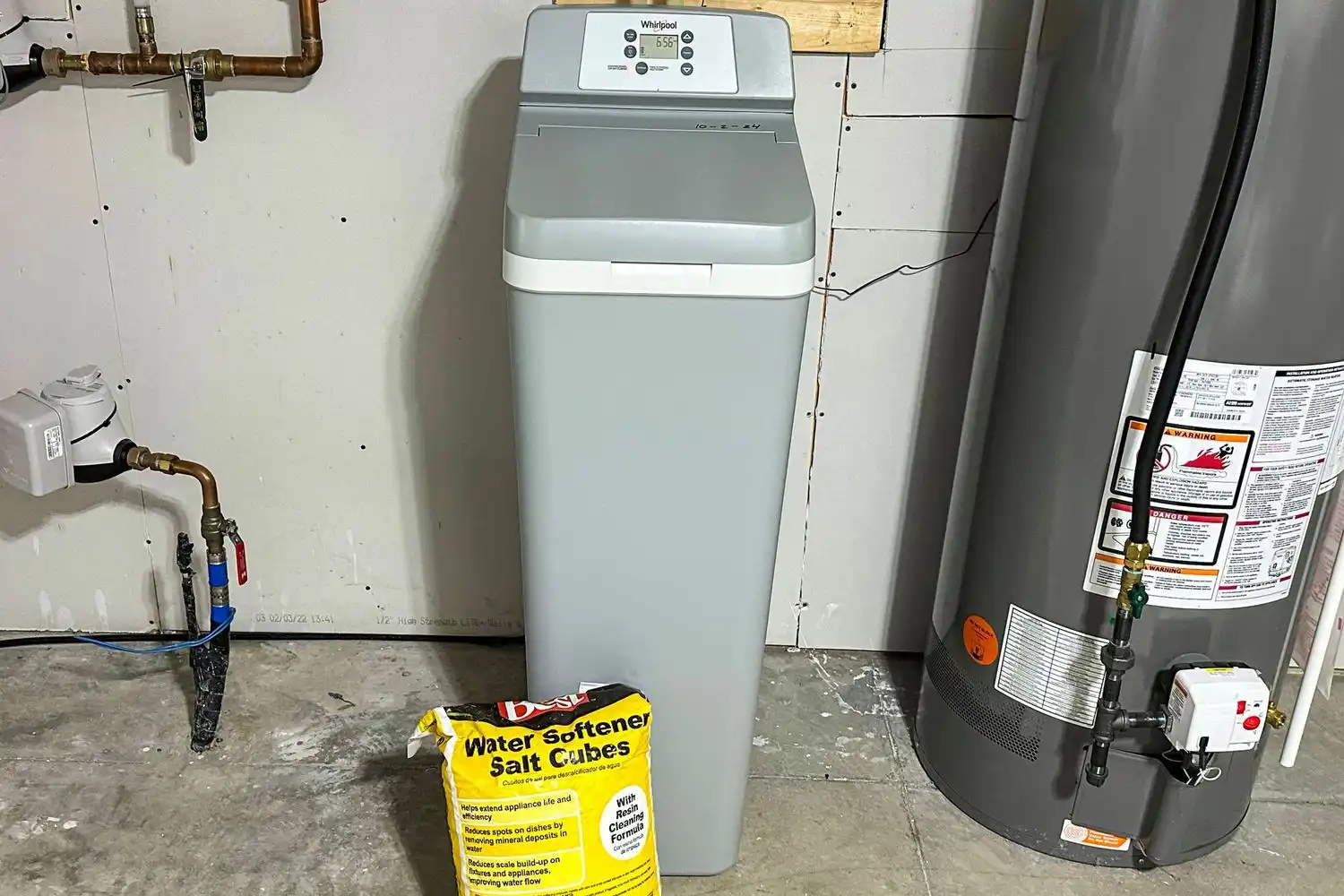 water softener next to water heater