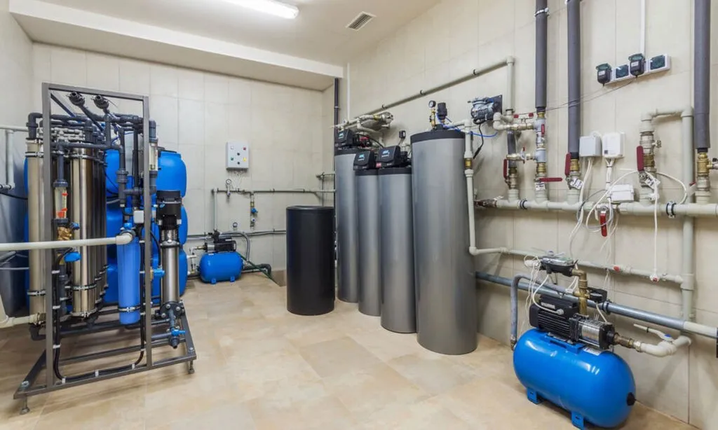 Large commercial water treatment equipment room
