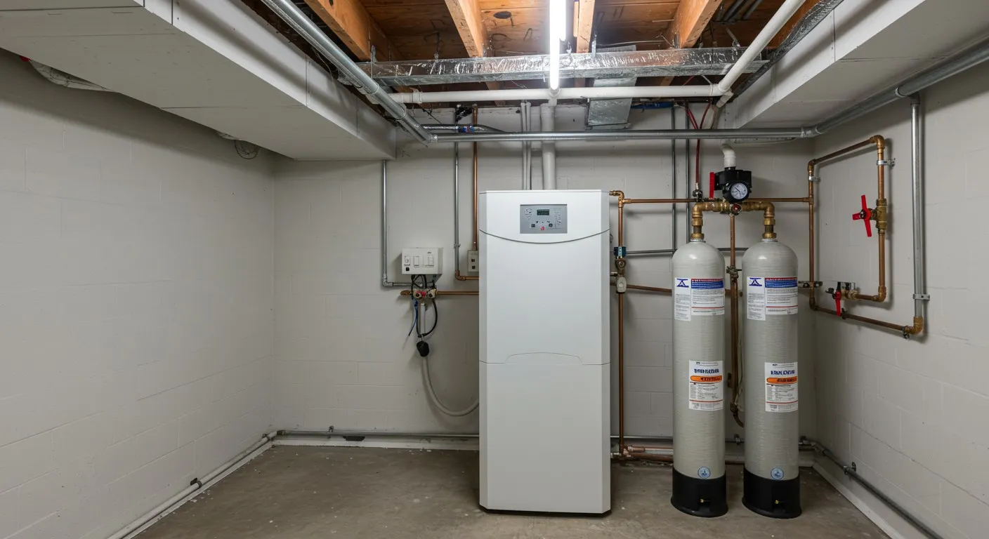 Water softener and filtration system in basement