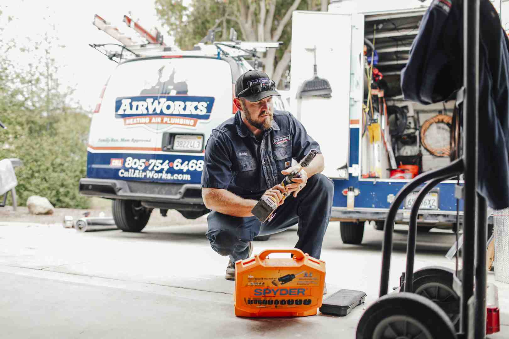 plumber using leak detection equipment - slab leak repair camarillo ca