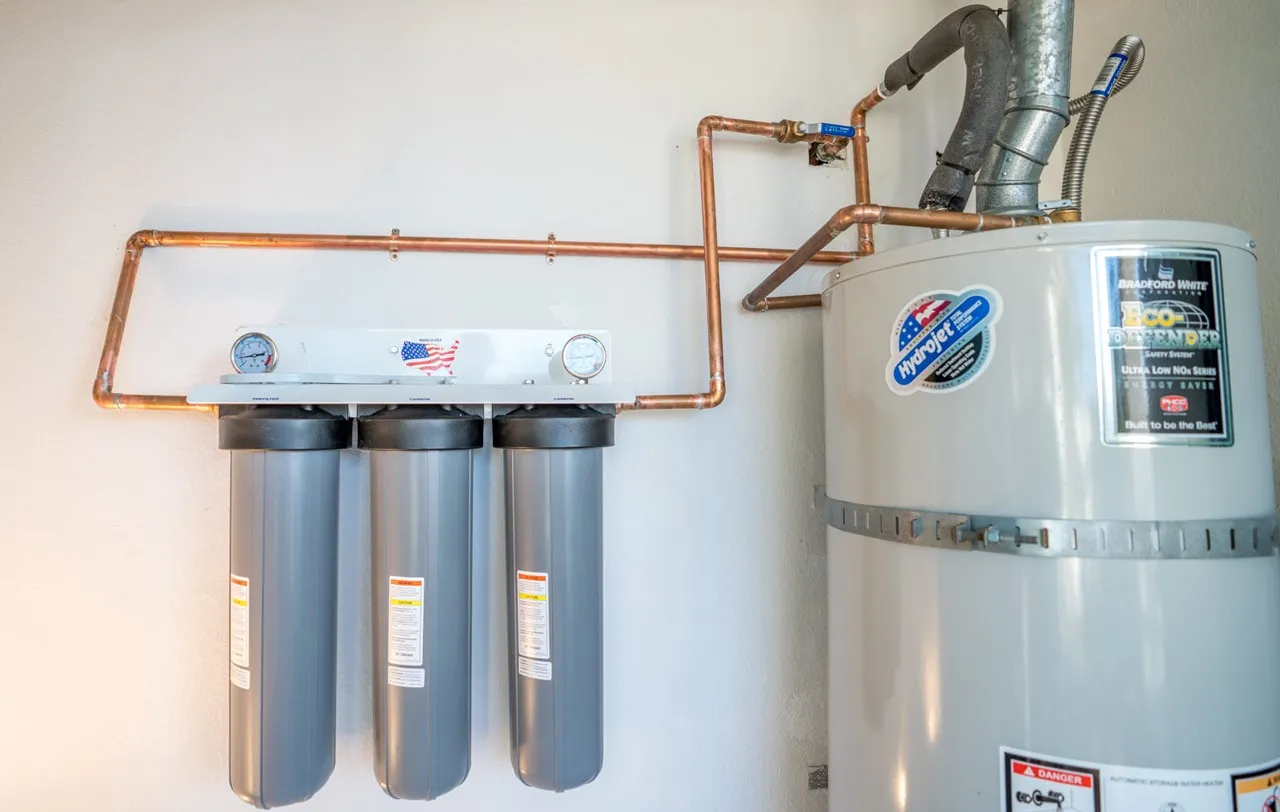 Water softener next to a water heater