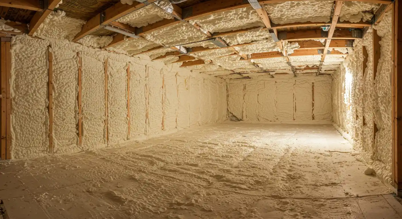 A fully foam insulated crawlspace.