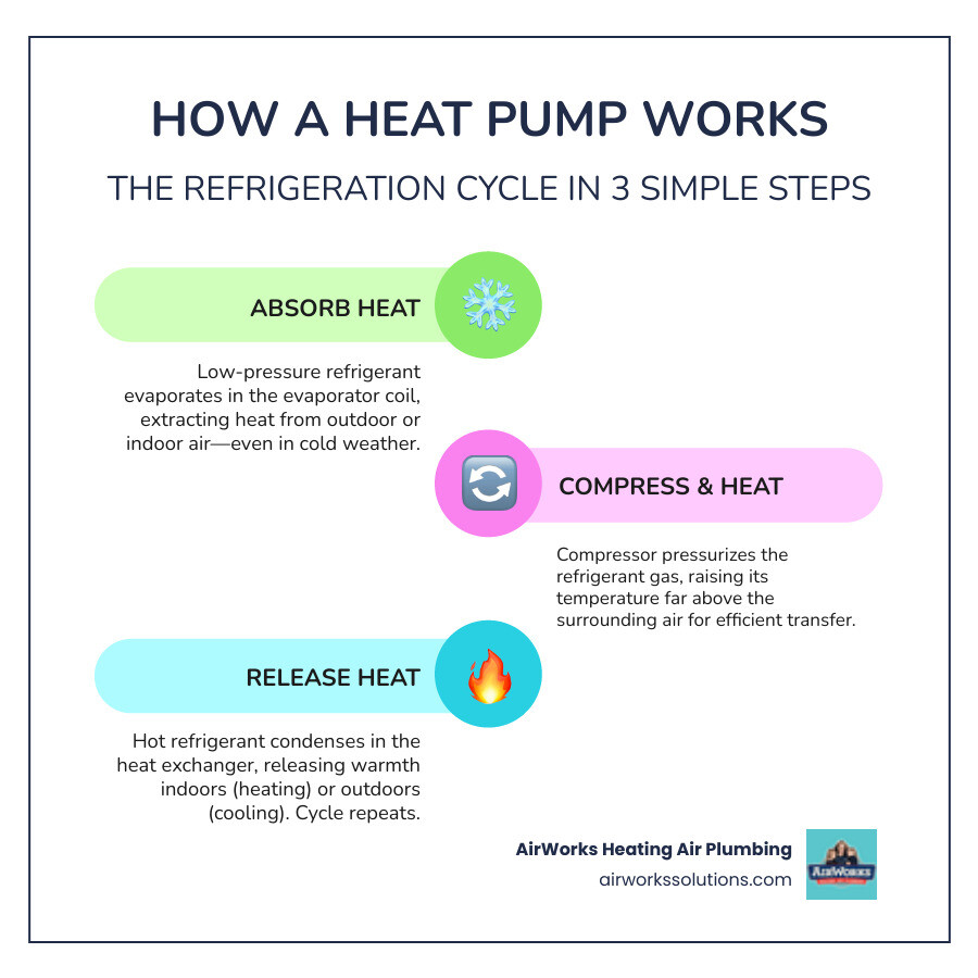 infographic showing heat flow in a heat pump during heating and cooling modes - how does a heat pump work infographic