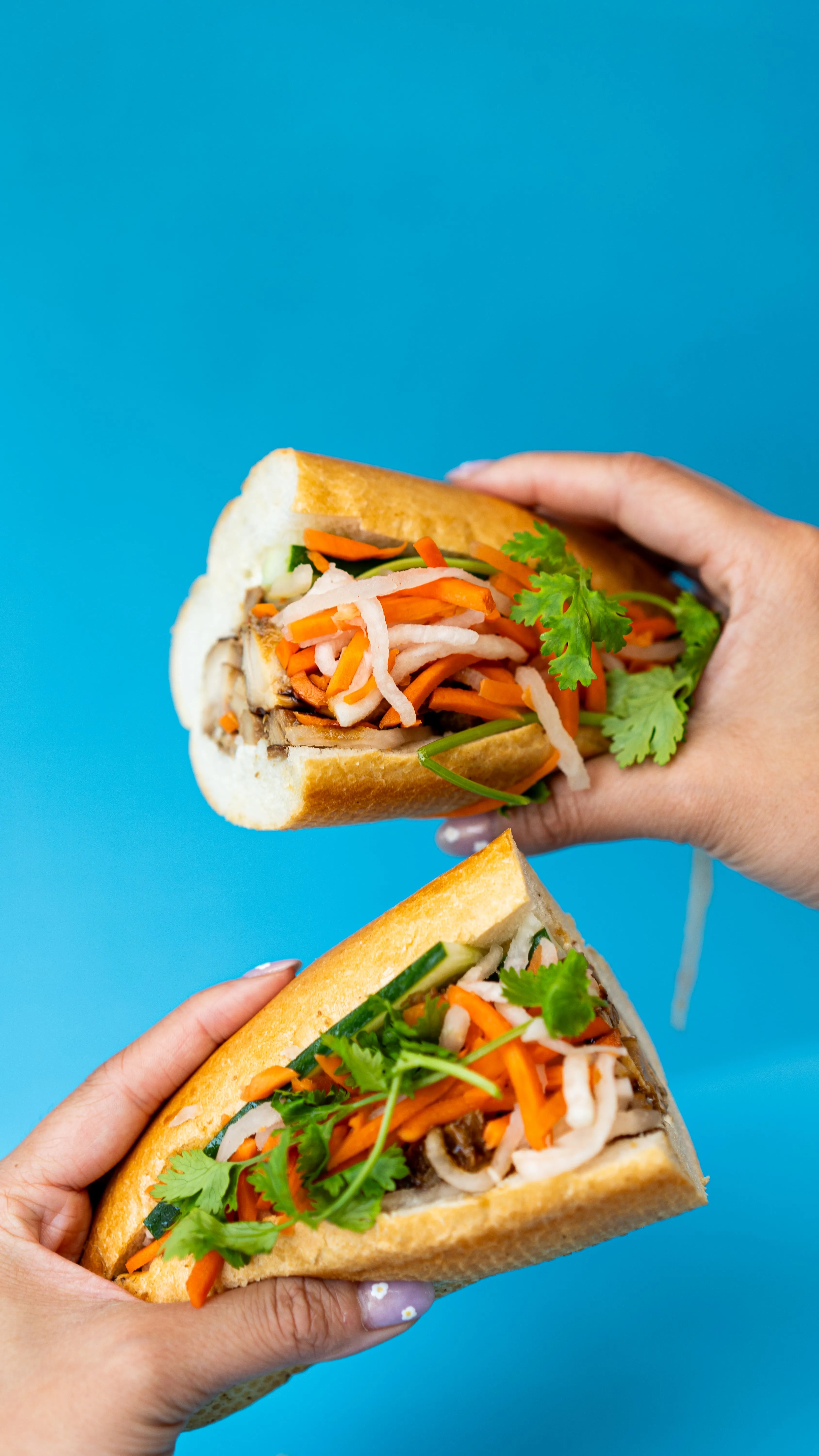 Food and product photography shot on a coloured backdrop, produced for a Montreal client