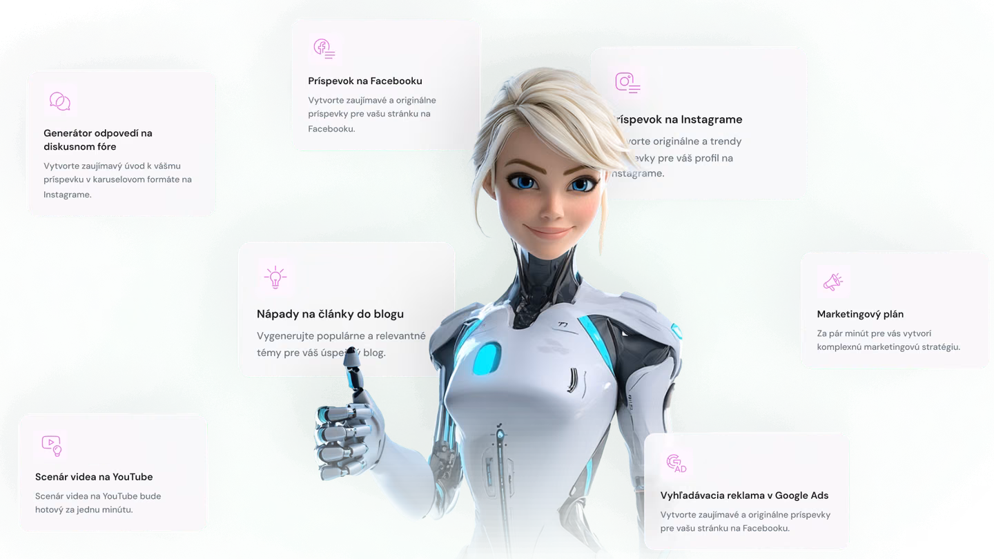 3D asistentka Everbot s kartami šablón