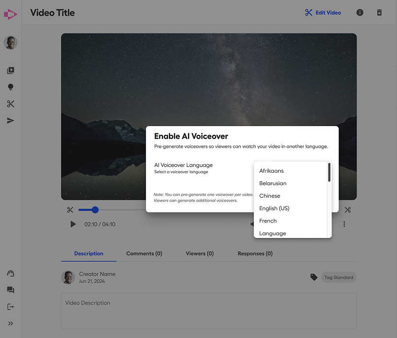 AI voiceovers can be added on Castify Edit.
