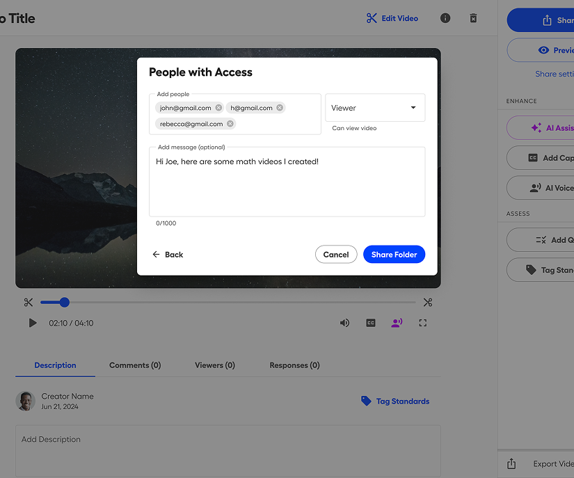 Share or export videos from Castify Edit.