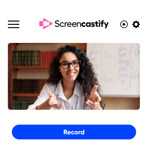 English teacher recording a message for her students.