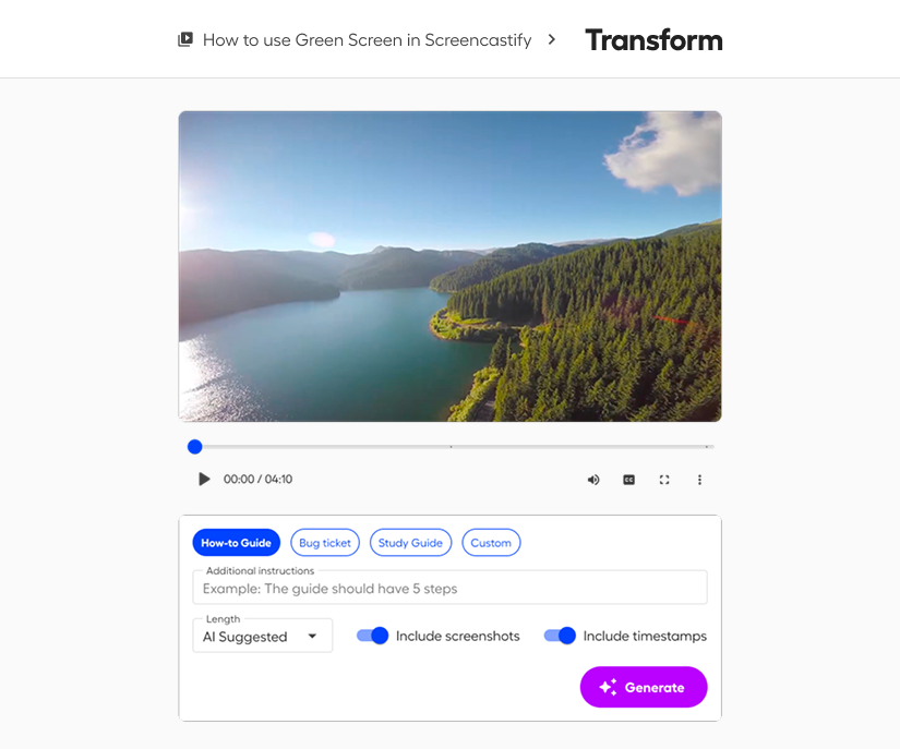 Easily create documents from any video.