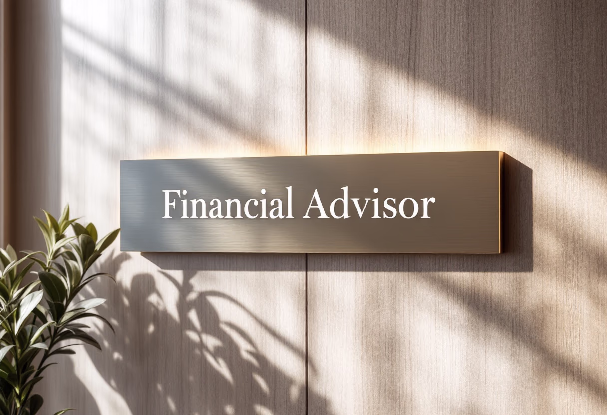 image of office sign for a financial advisor