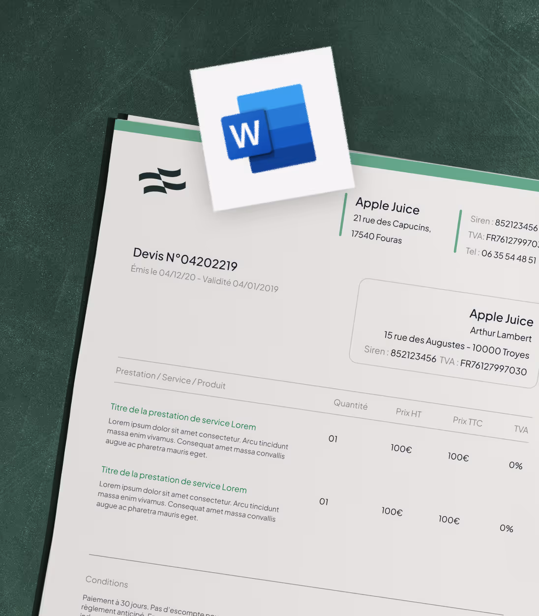 Mockup devis word