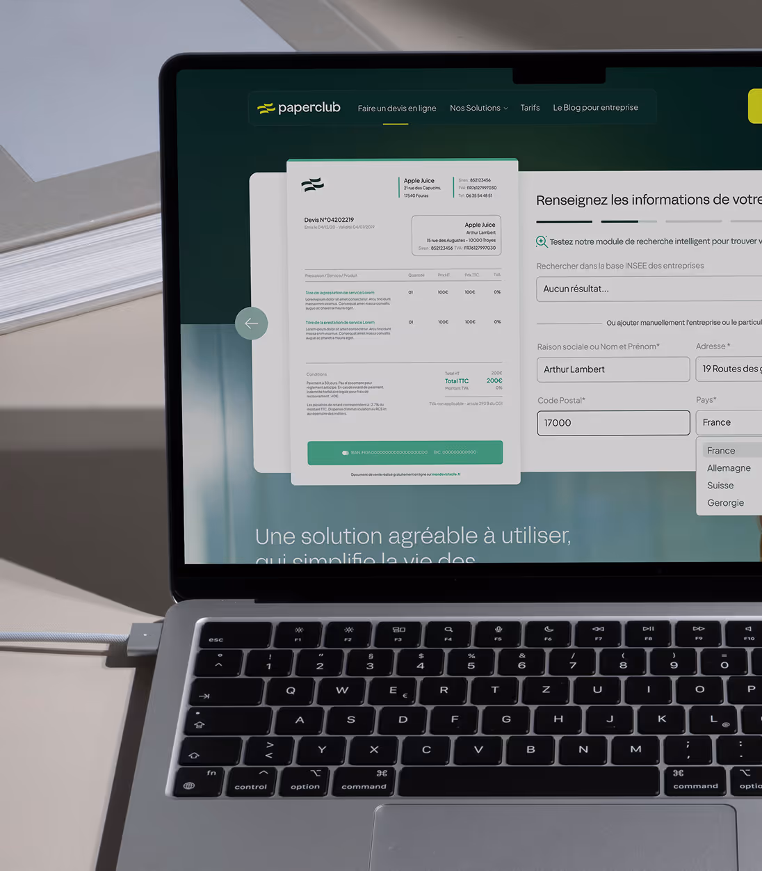 Mockup mon devis facile saas