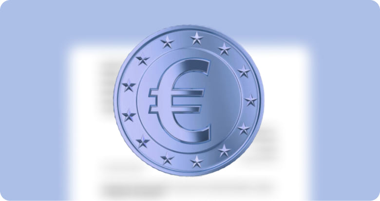 feuille blanche avec piece euros