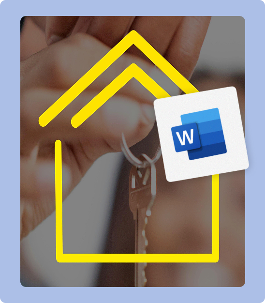 fond bleu et cle de maison logo word