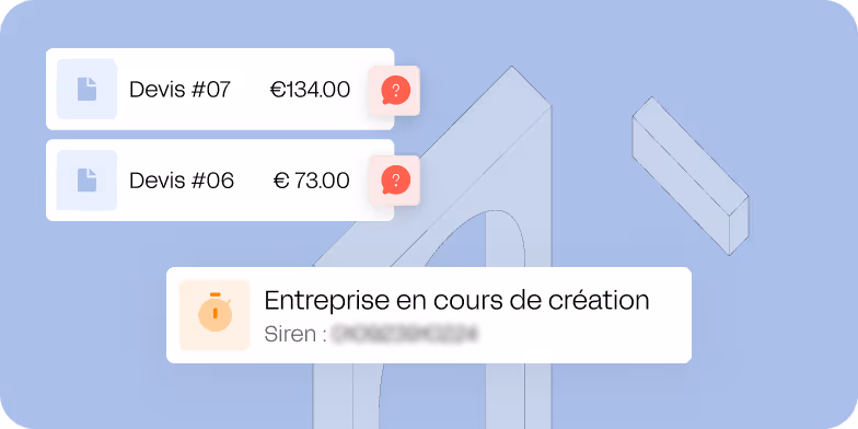 Devis facture et numero de siren en cours de creation