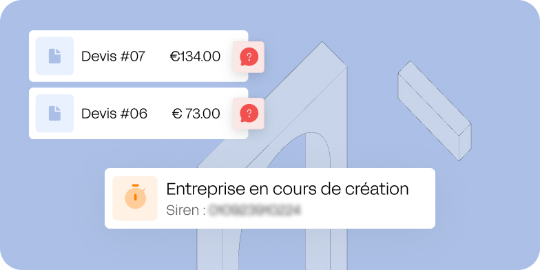 Devis facture et numero de siren en cours de creation