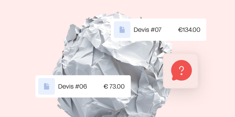 Boule de papier avec des devis par dessus