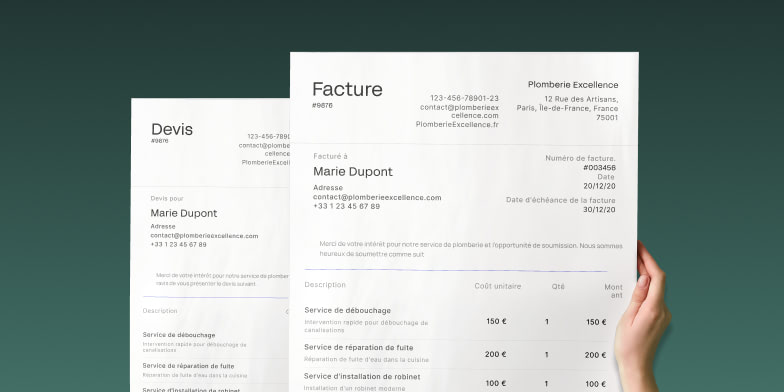 feuille facture et devis