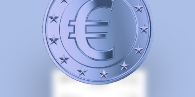 piece euros feuille blanche floue