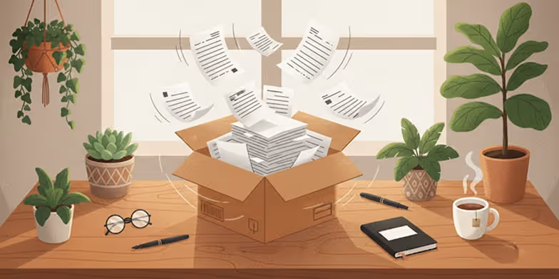 boite avec des documents 