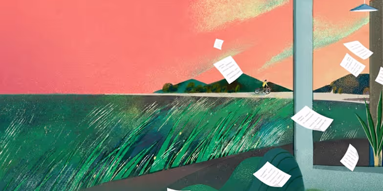 feuille papiers dans un paysage