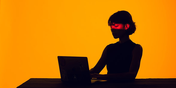 woman laptop color bacground