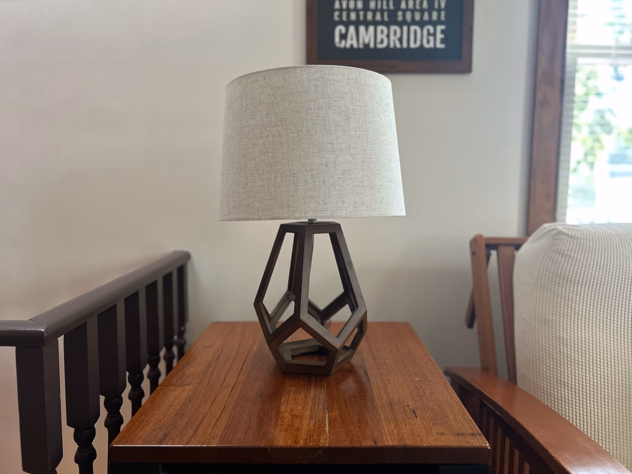 lamp on desk in living room