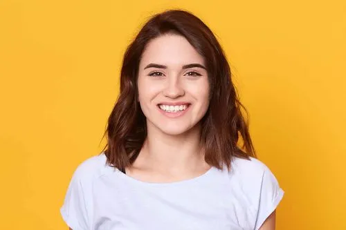 A woman with a smile on her face.