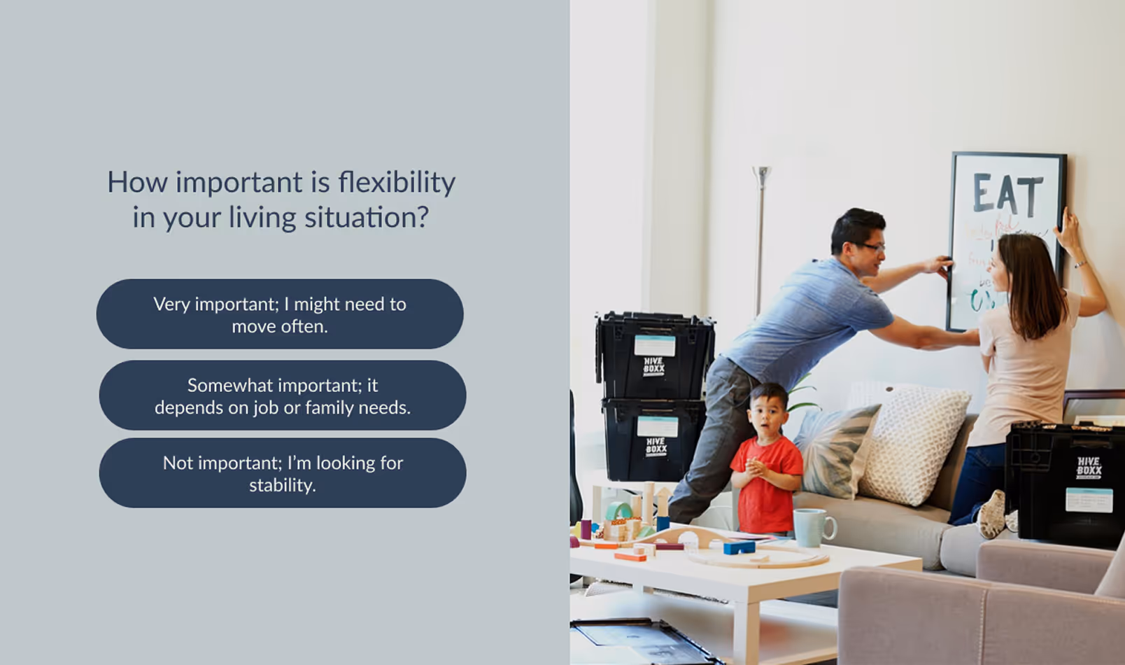 Screenshot of buy vs. rent quiz question.