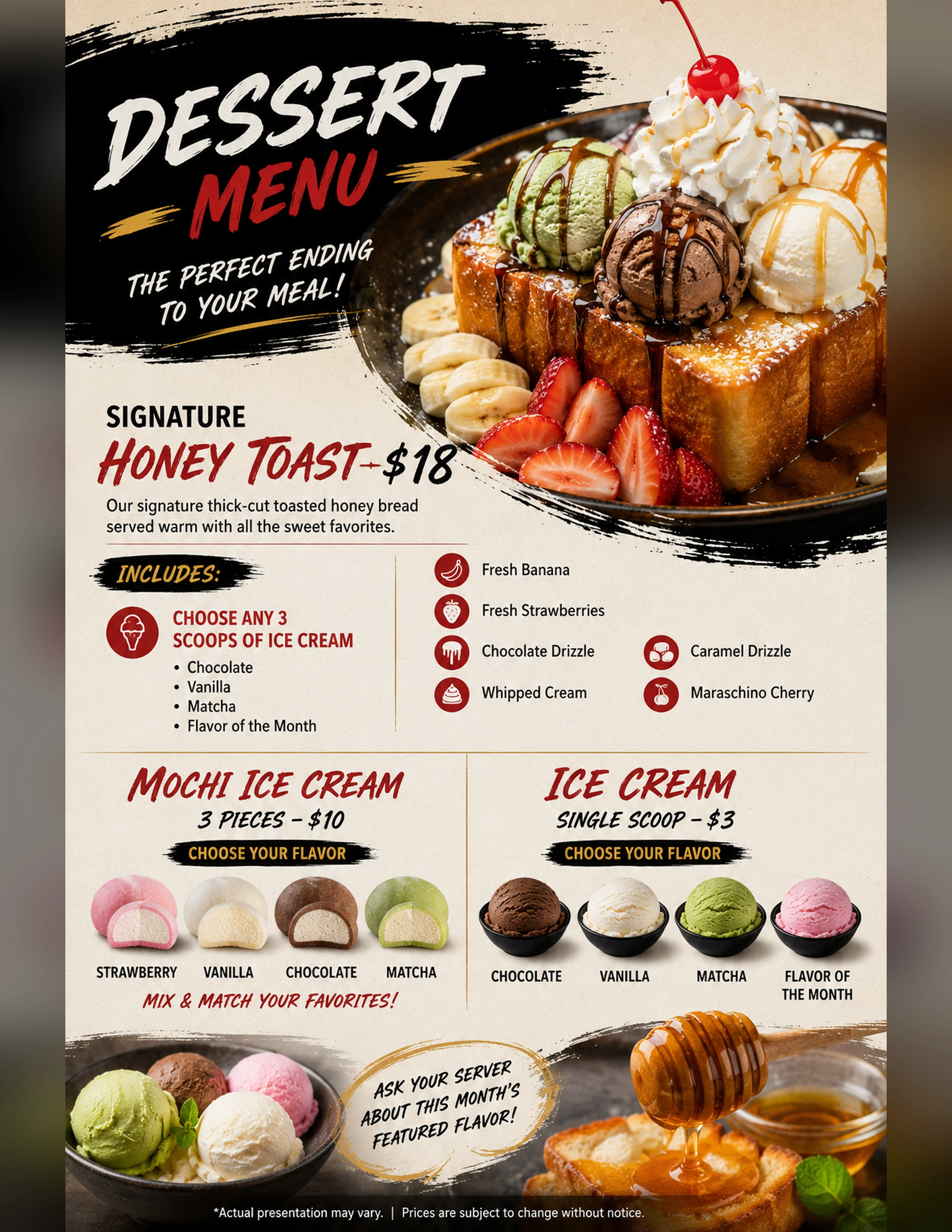 Menu: desserts