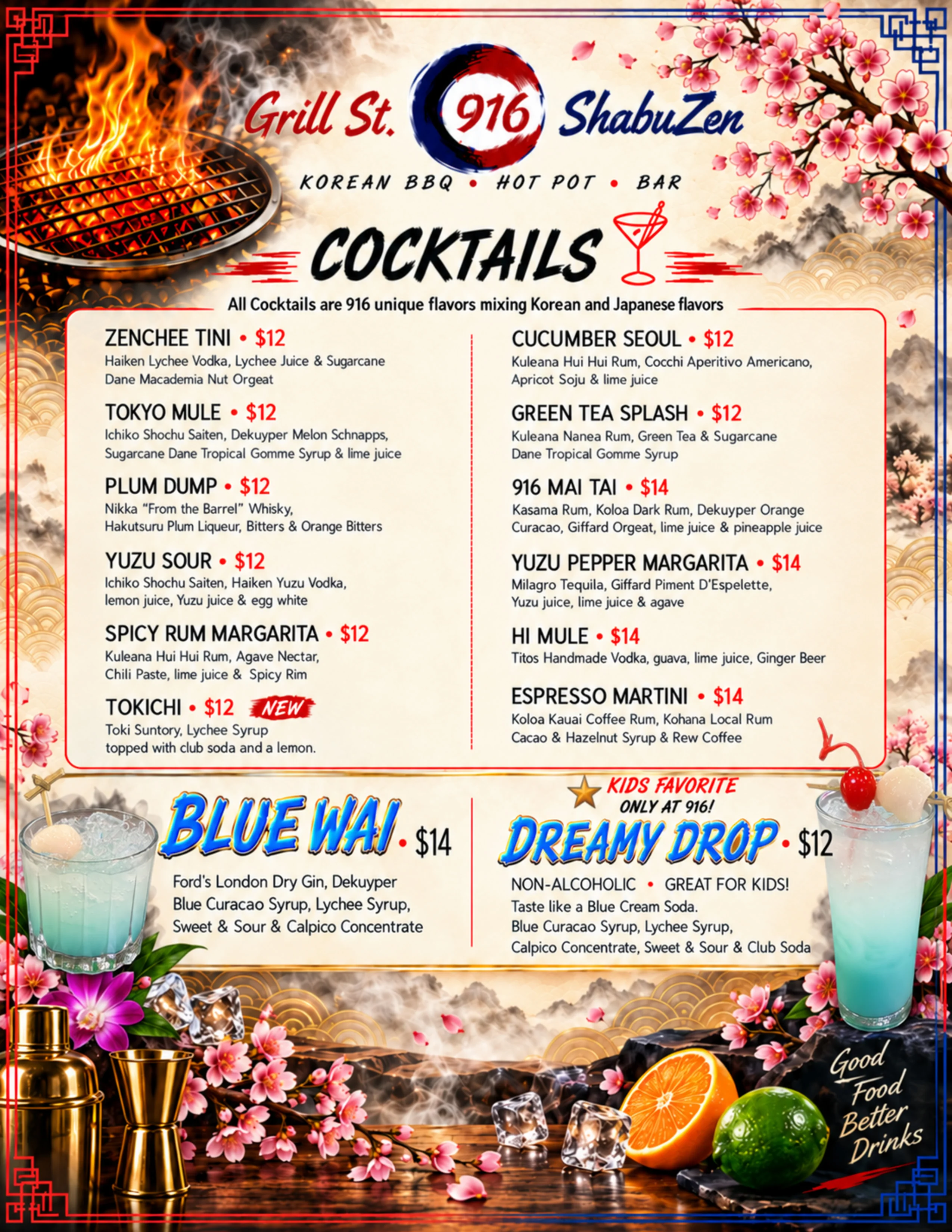 Menu: cocktails