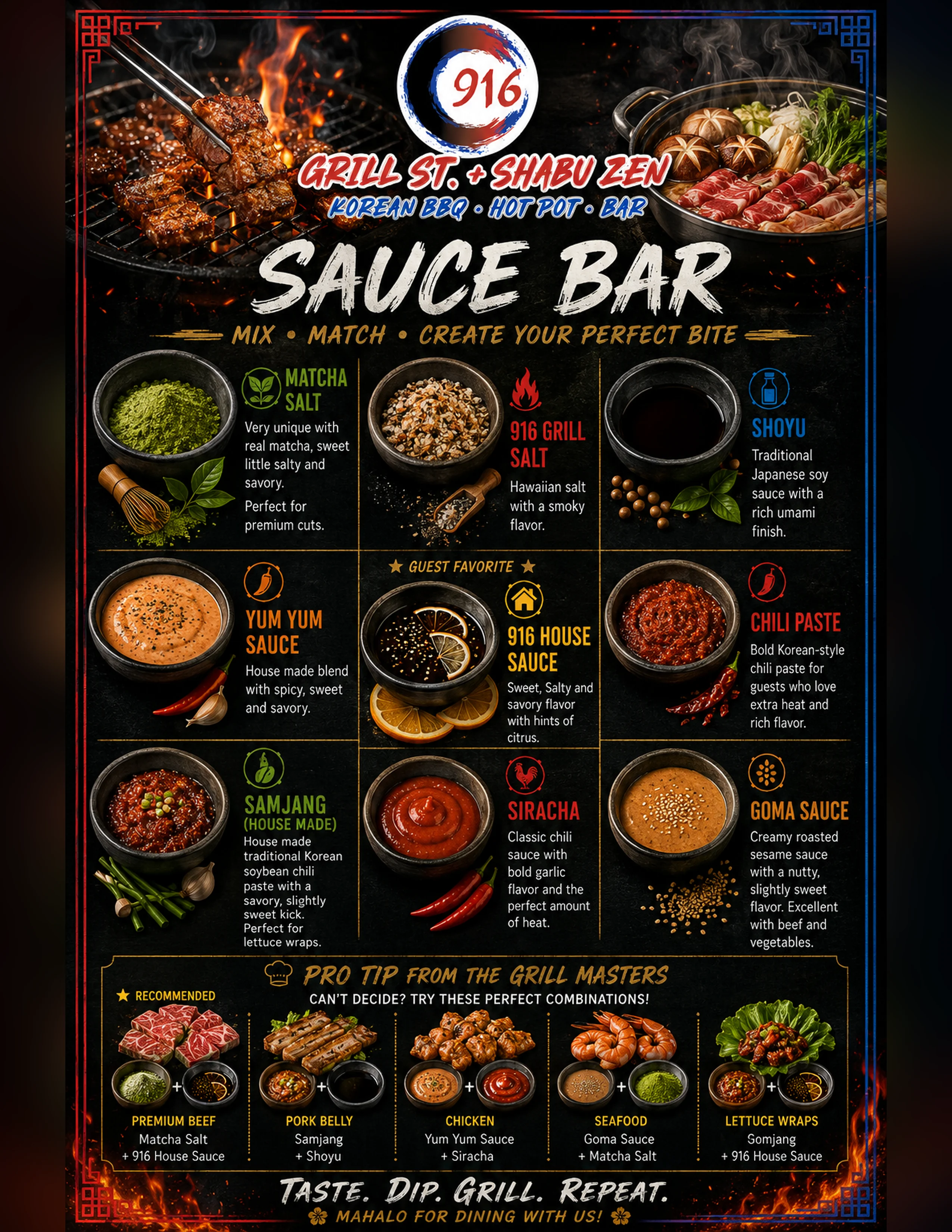 Menu: sauce bar