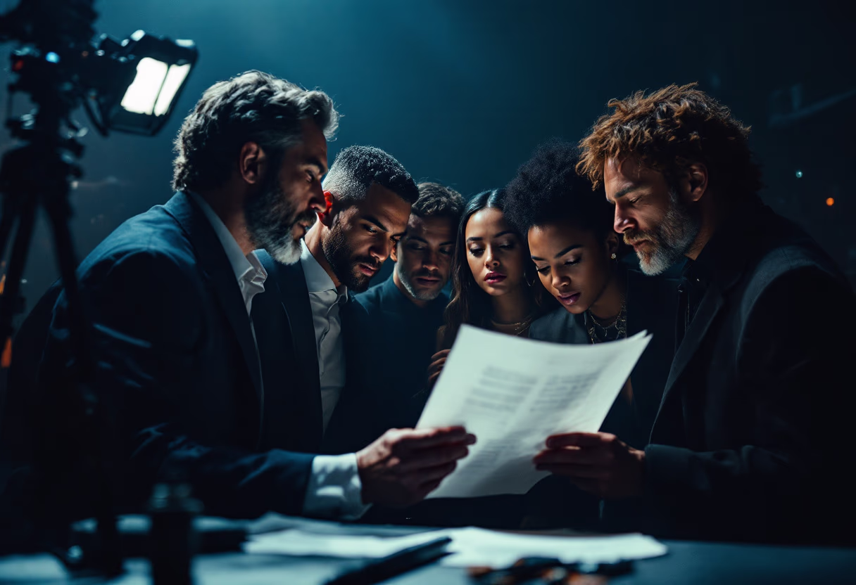 photo of director and actors on set