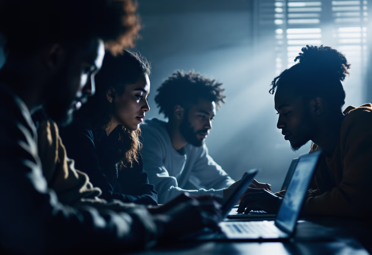 image of students collaborating on a project (for a edtech)