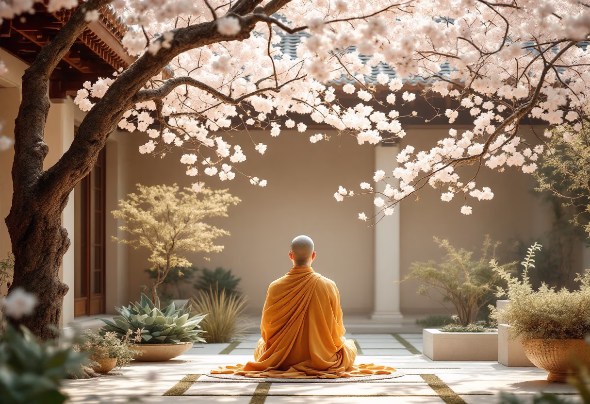 image of outdoor meditation (for a buddhist monasteries & temple)