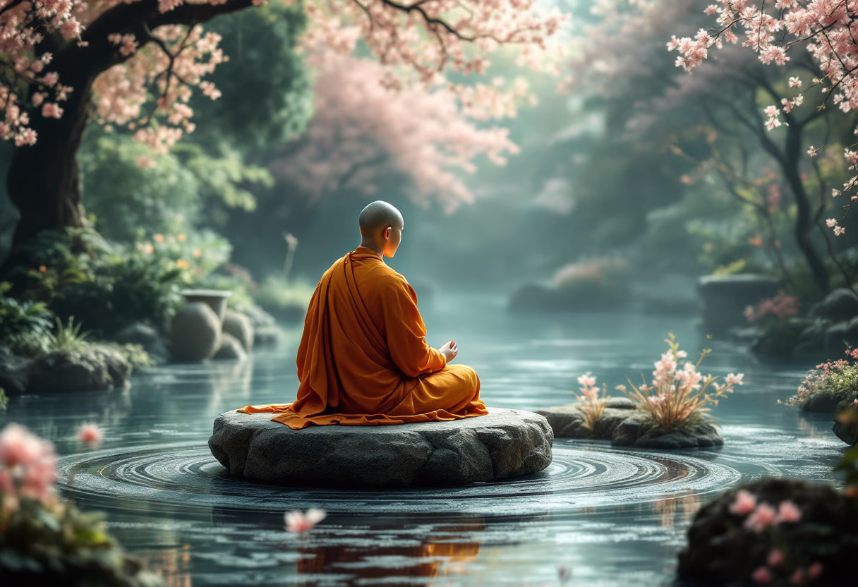 image of outdoor meditation (for a buddhist monasteries & temple)