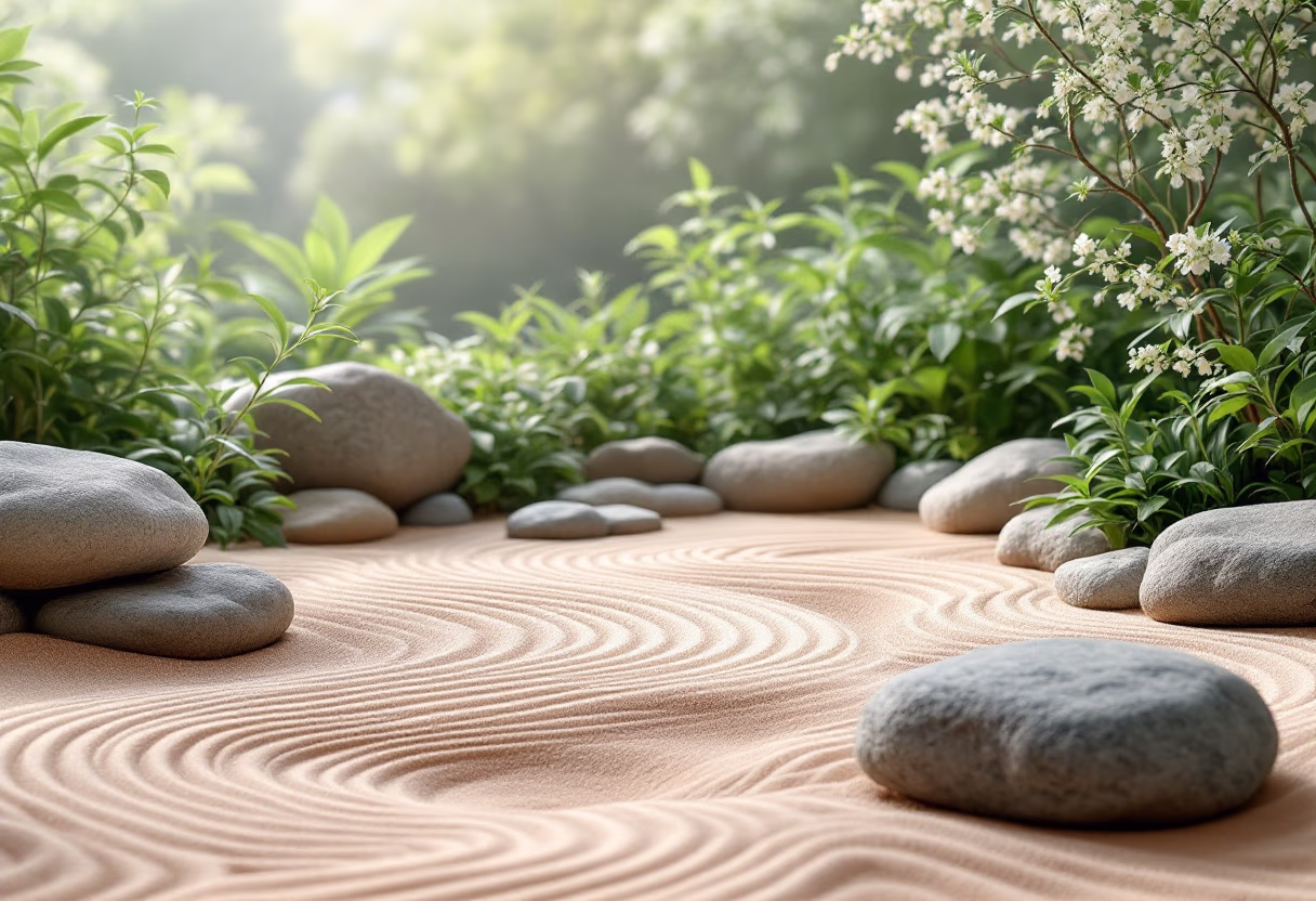 [background image] image of zen garden (for a wellness center)