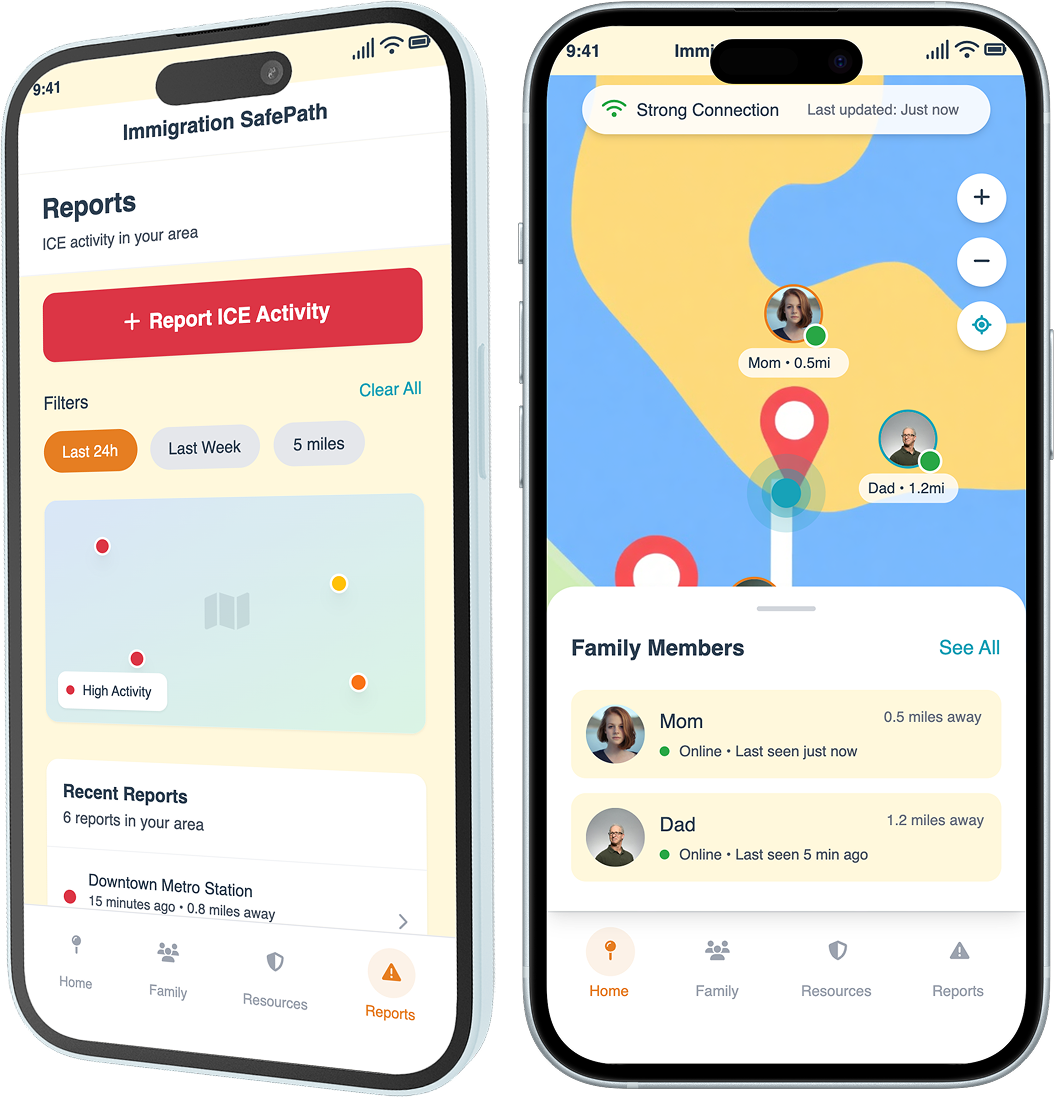 Immigration Safepath app location screen
