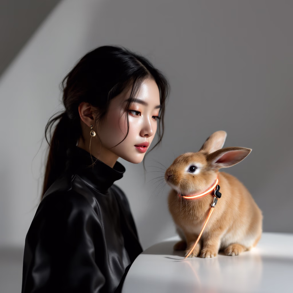 [headshot] image of a customer interacting with their pet (for a pet store)