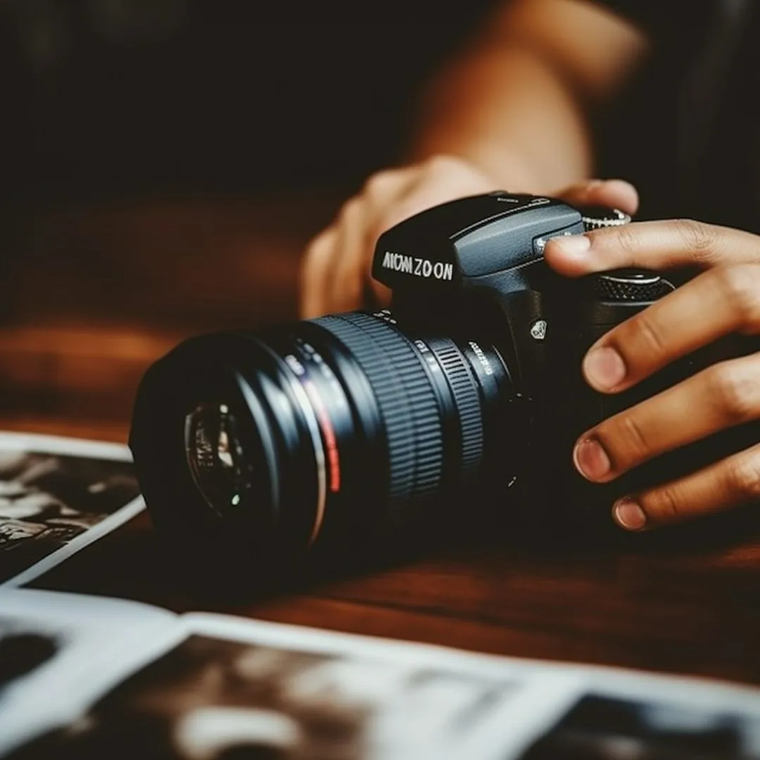 A close up shot of a camera in use