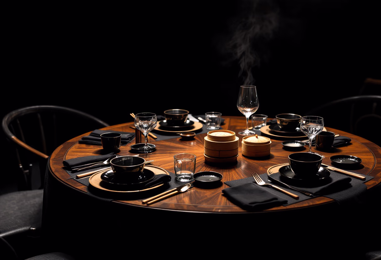 image of dining tables ready for guests (for a chinese restaurant)