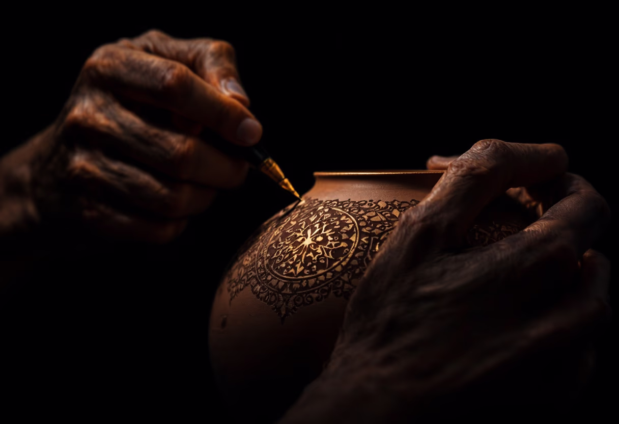 image of customer's hands crafting clay