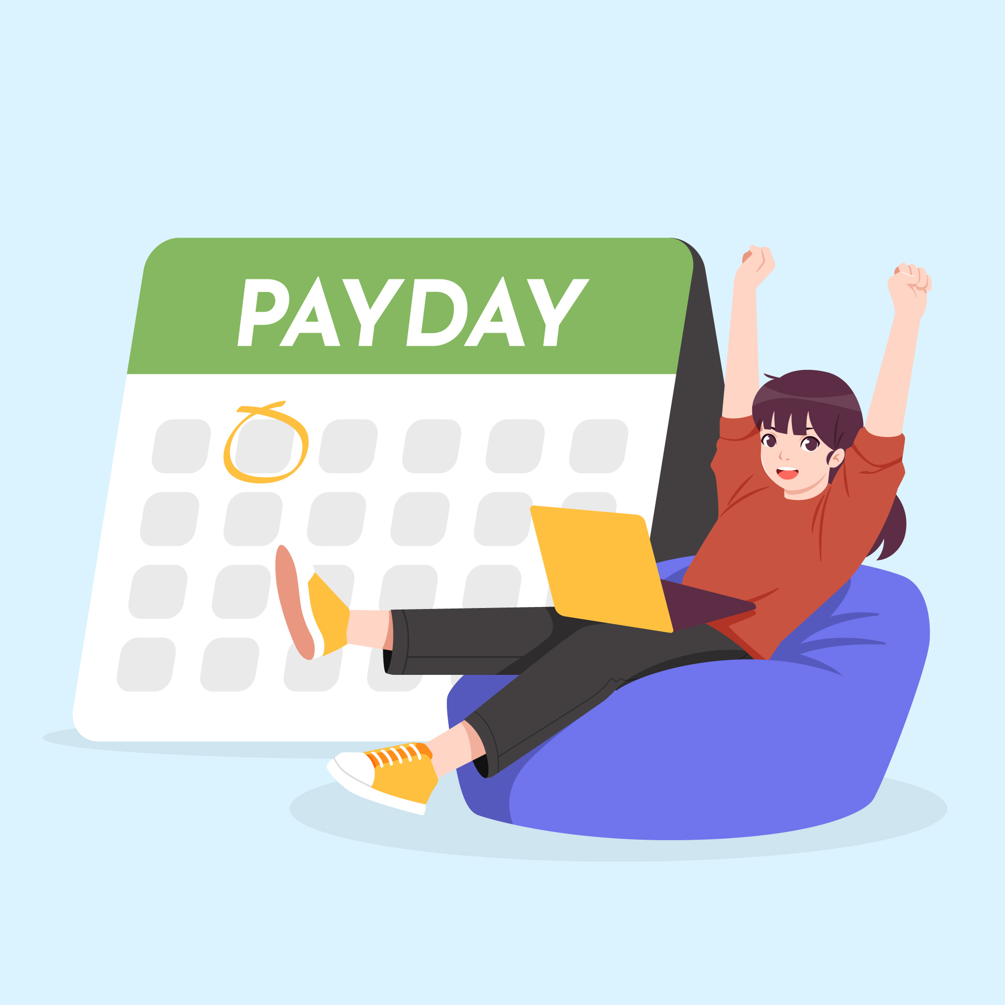 Date in calendar marked as payday